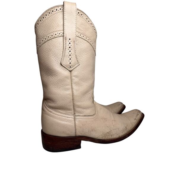 Cuadra‎ Deer Skin Ivory Western Boots Pointed Toe Unisex Men Sz 7 Women 9 - Picture 14 of 16